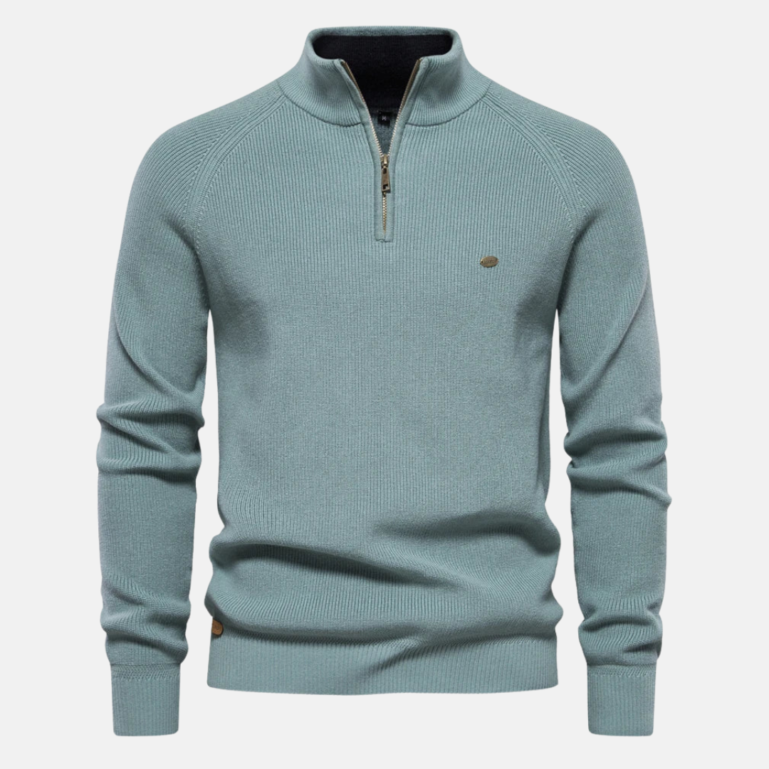 Sweater Heren | Half-Zip & Ribgebreide Mouwen
