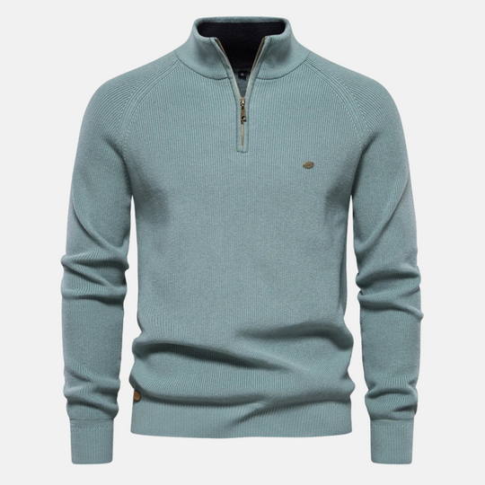 Sweater Heren | Half-Zip & Ribgebreide Mouwen