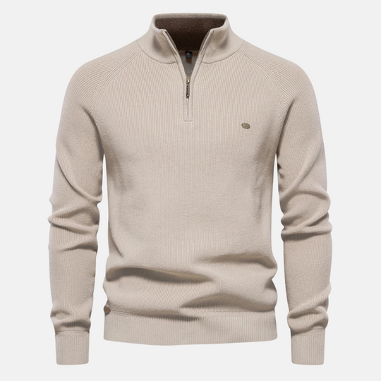 Sweater Heren | Half-Zip & Ribgebreide Mouwen