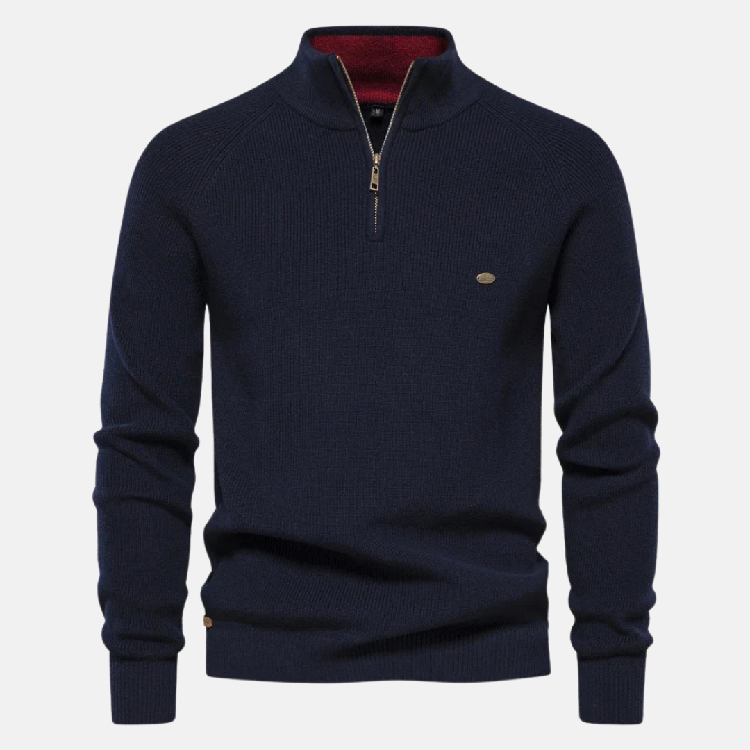 Sweater Heren | Half-Zip & Ribgebreide Mouwen