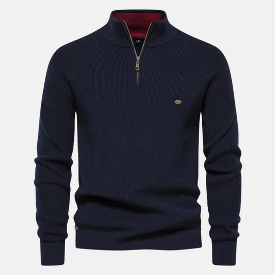 Sweater Heren | Half-Zip & Ribgebreide Mouwen