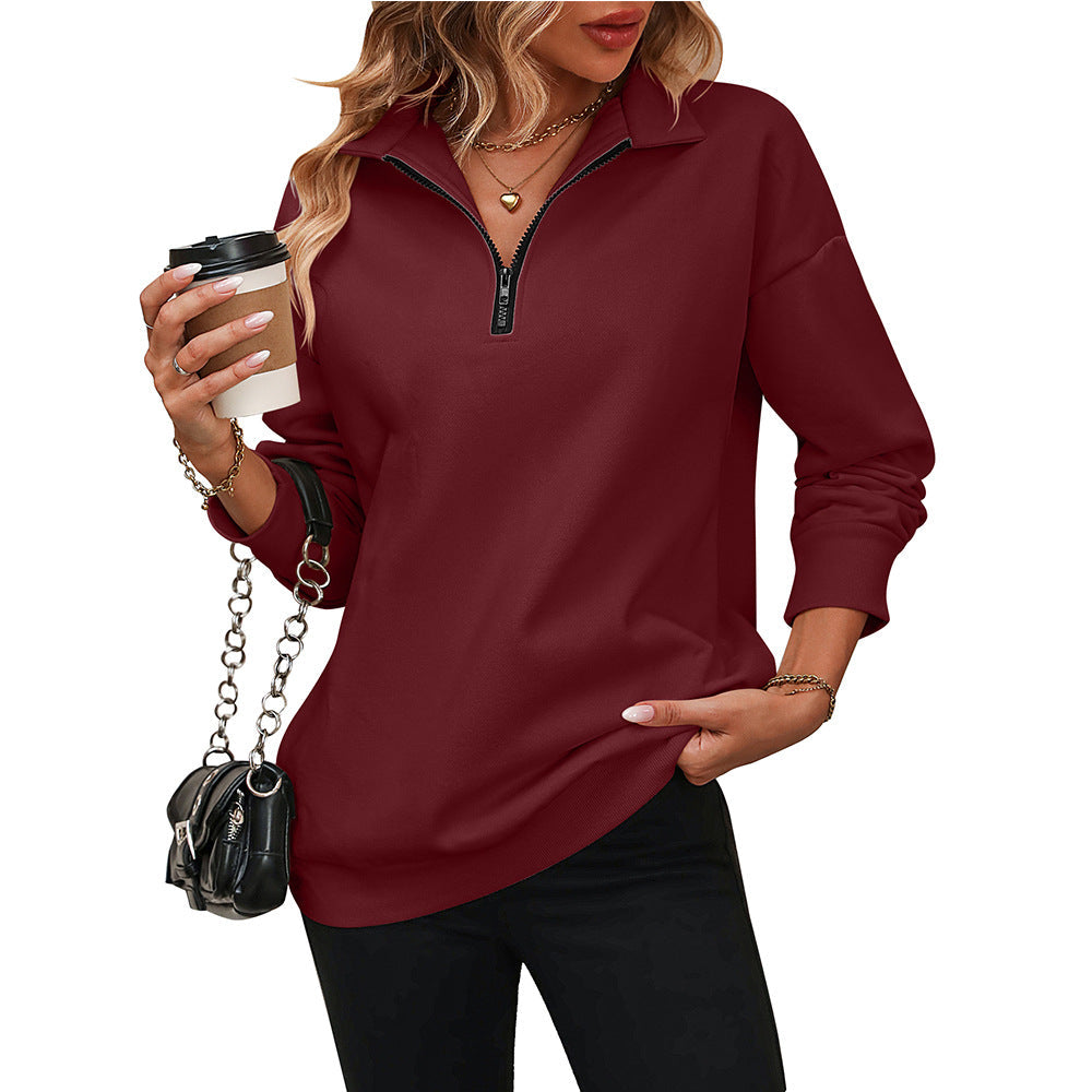 Sweatshirt Damen | Quarter-Zip mit Hemdkragen 2