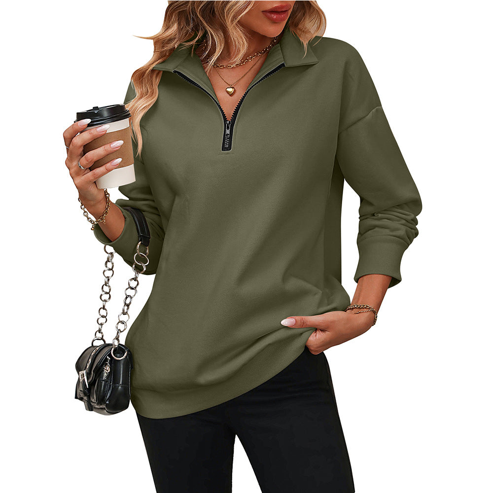Sweatshirt Damen | Quarter-Zip mit Hemdkragen 6