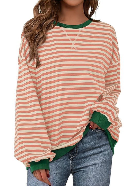 Sweatshirt met ronde hals - Color Block Gestreept Ontwerp & Relaxte Pasvorm 6