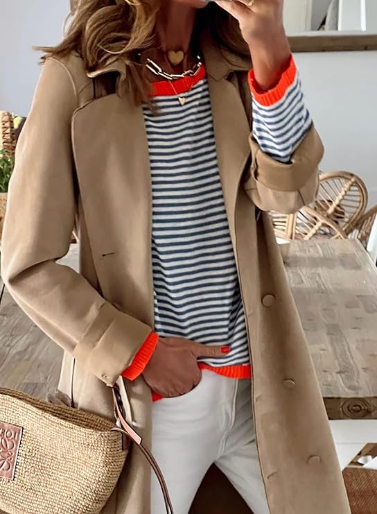 Sweatshirt Dames | Gestreept | Losse Pasvorm & Warm voor Koud Seizoen