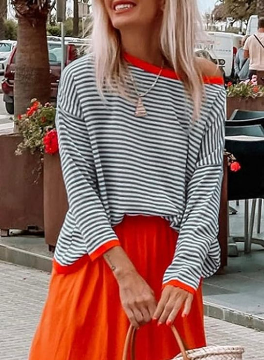 Sweatshirt Dames | Gestreept | Losse Pasvorm & Warm voor Koud Seizoen