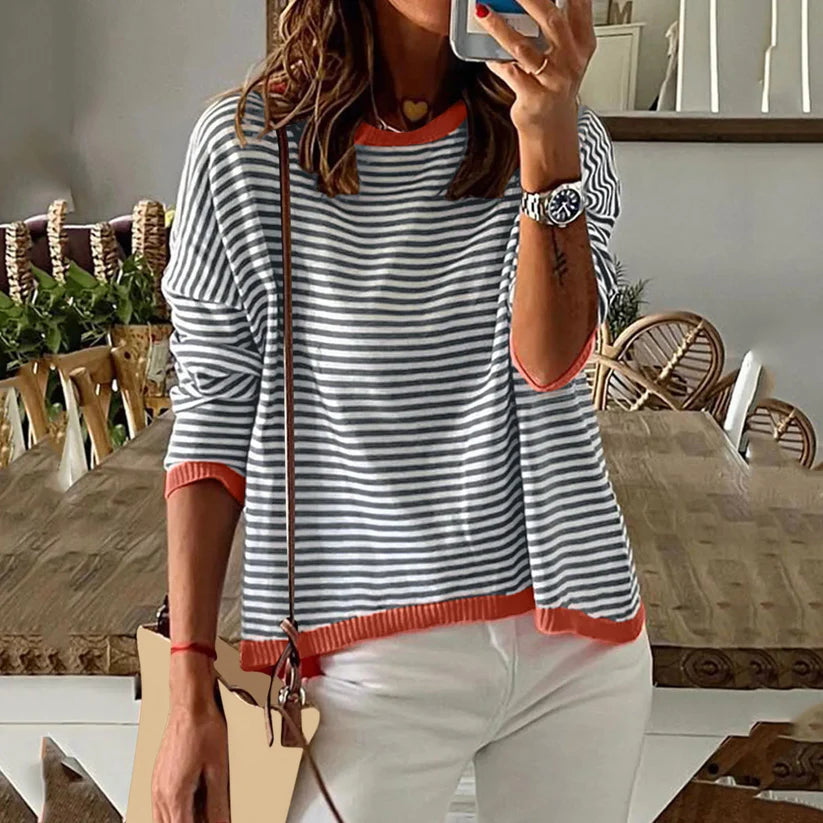 Sweatshirt Dames | Gestreept | Losse Pasvorm & Warm voor Koud Seizoen