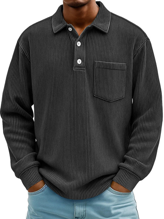 Sweatshirt | Geribde Structuur & Verzorgde Look met Polokraag