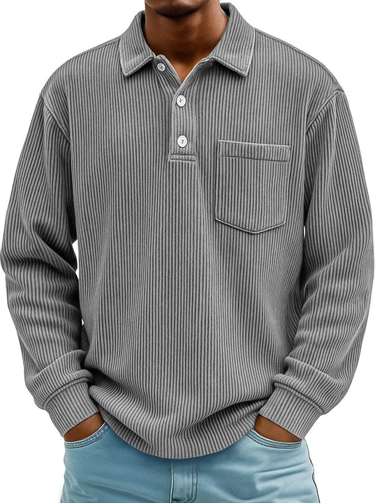Sweatshirt | Geribde Structuur & Verzorgde Look met Polokraag