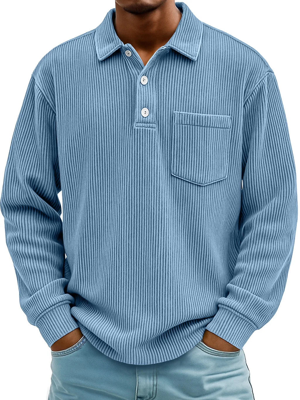 Sweatshirt | Geribde Structuur & Verzorgde Look met Polokraag