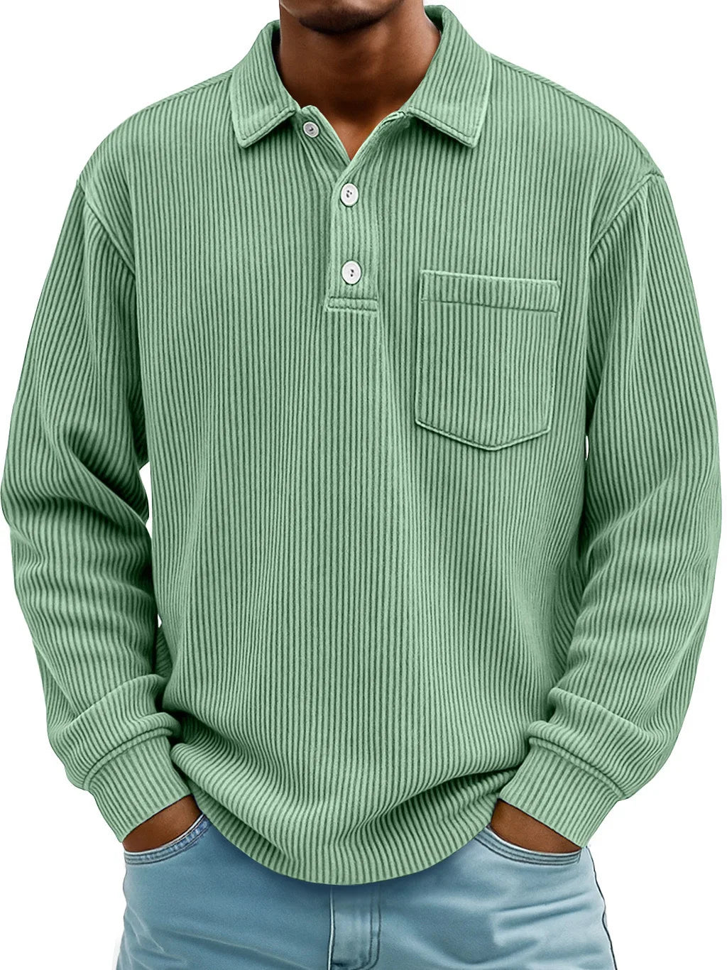 Sweatshirt | Geribde Structuur & Verzorgde Look met Polokraag
