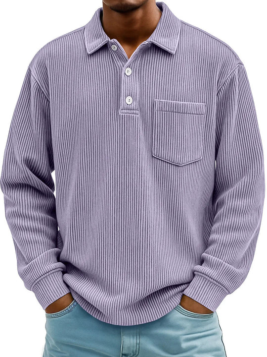 Sweatshirt | Geribde Structuur & Verzorgde Look met Polokraag