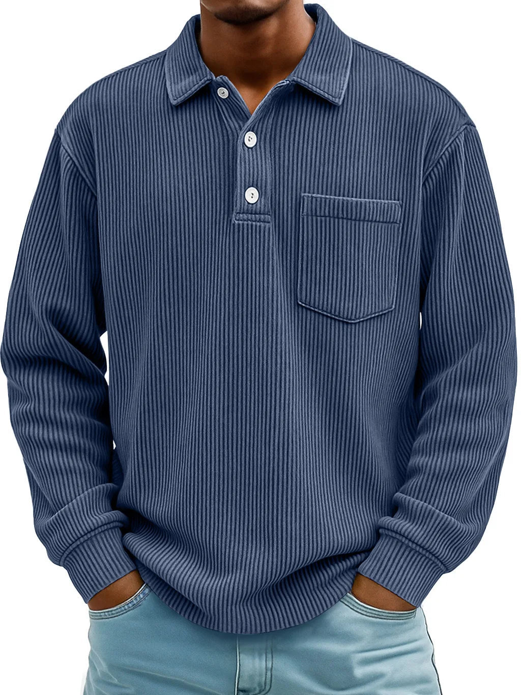 Sweatshirt | Geribde Structuur & Verzorgde Look met Polokraag