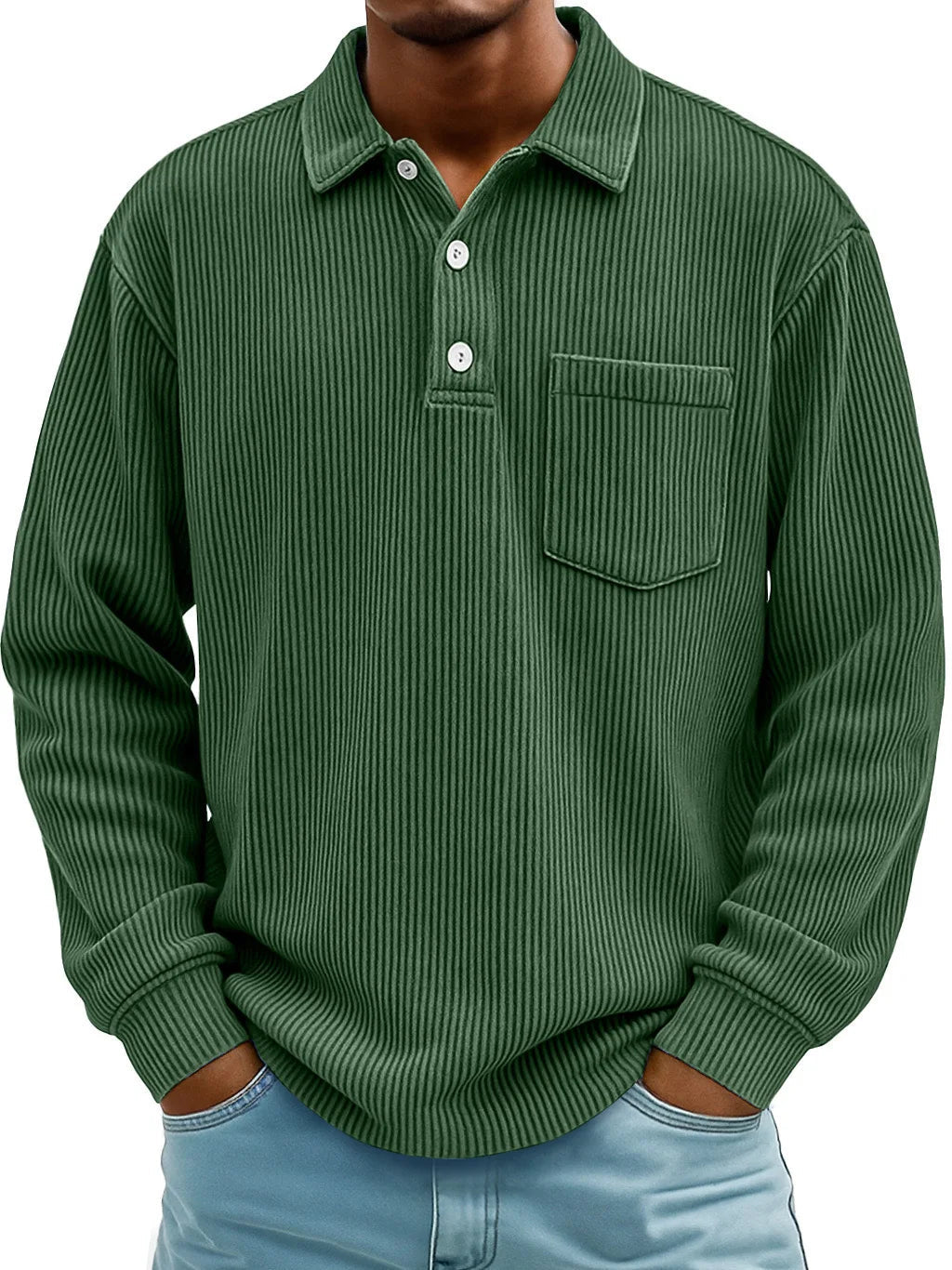 Sweatshirt | Geribde Structuur & Verzorgde Look met Polokraag