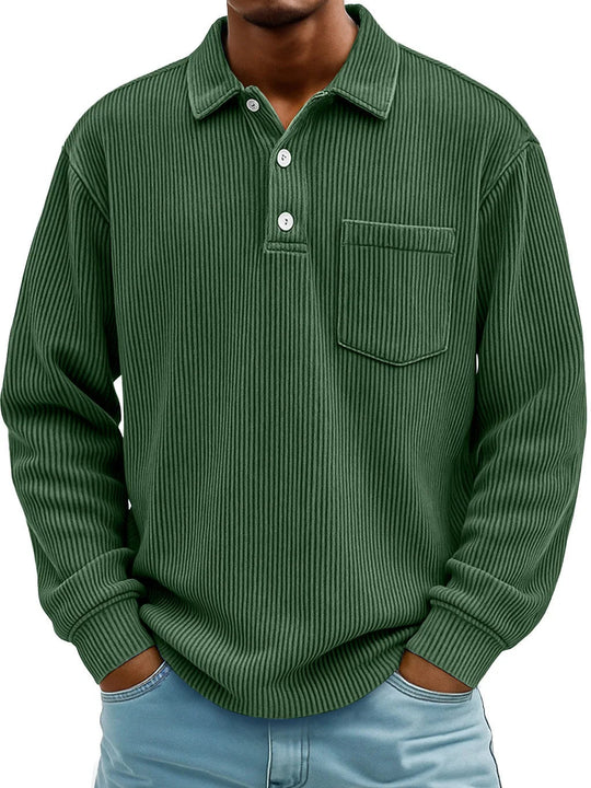 Sweatshirt | Geribde Structuur & Verzorgde Look met Polokraag