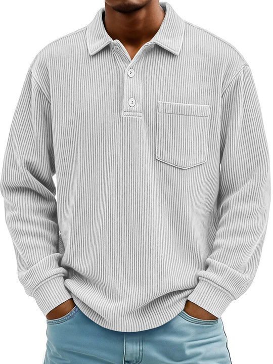 Sweatshirt | Geribde Structuur & Verzorgde Look met Polokraag
