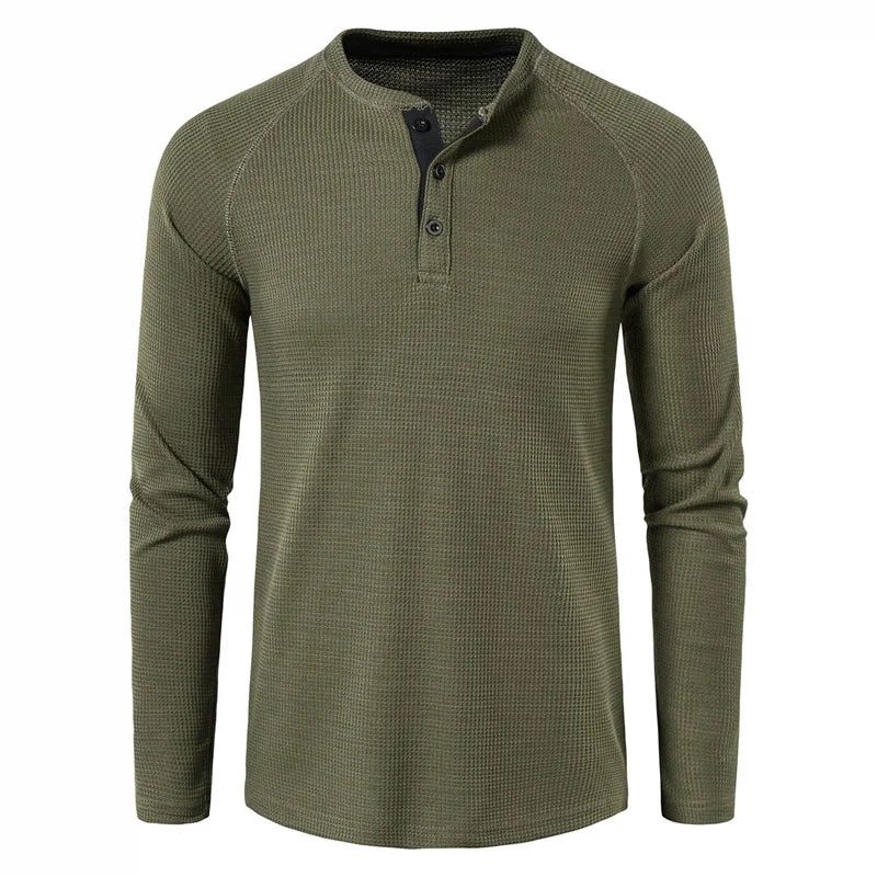 Sweatshirt Heren | Henley Knopen & Slim Fit Comfort