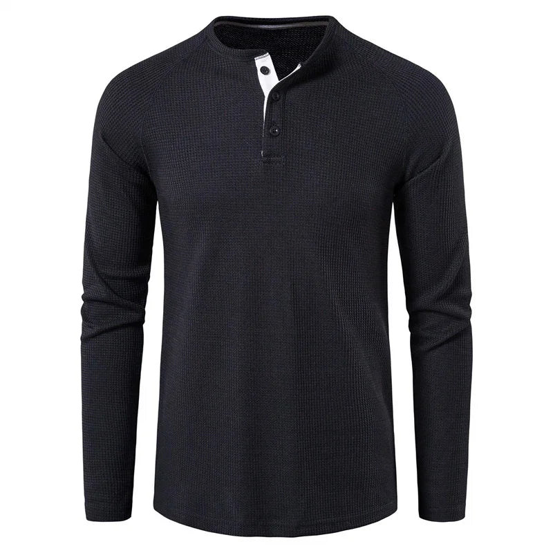 Sweatshirt Heren | Henley Knopen & Slim Fit Comfort