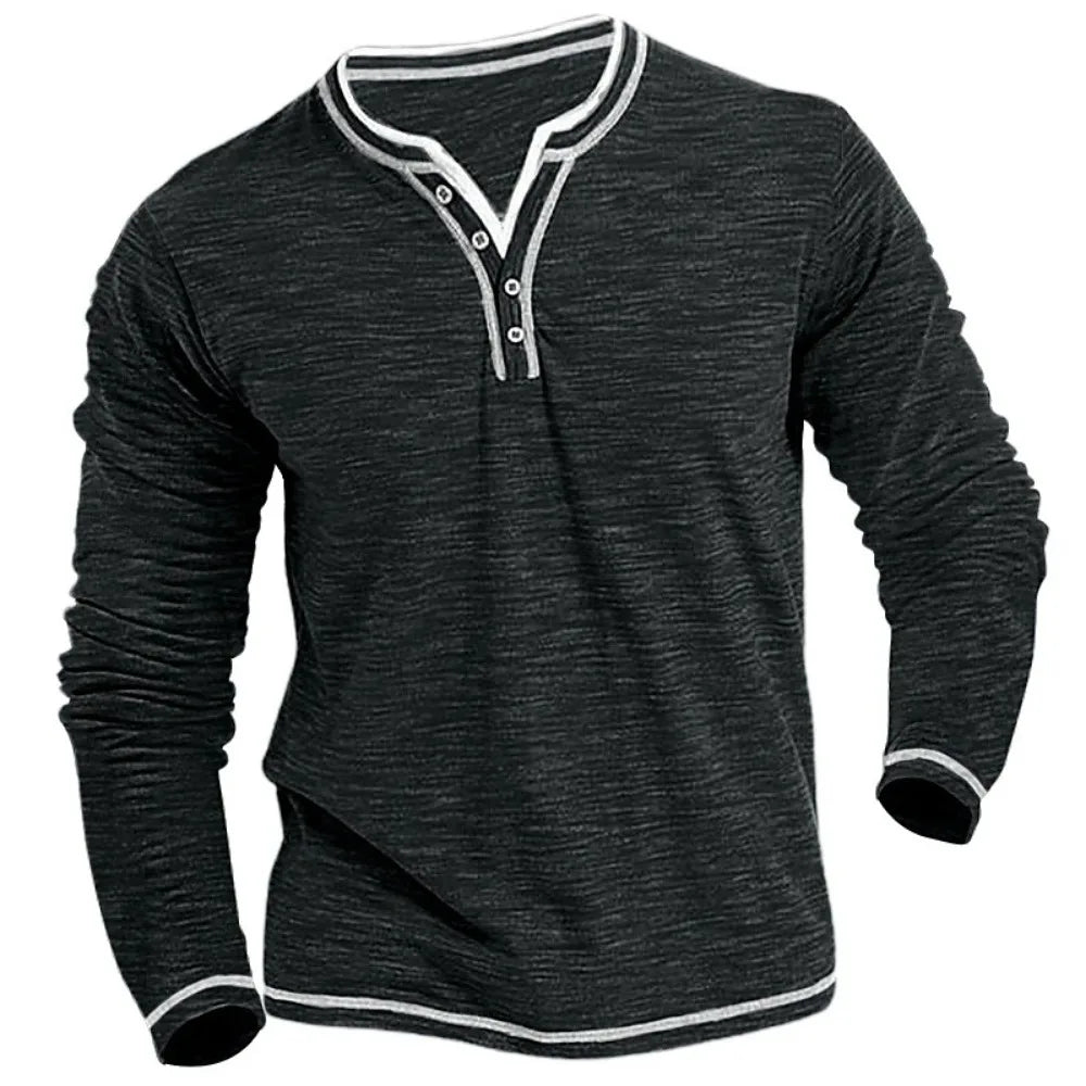 Sweatshirt Heren | V-Hals Met Knoopsluiting & Luchtig Draagcomfort