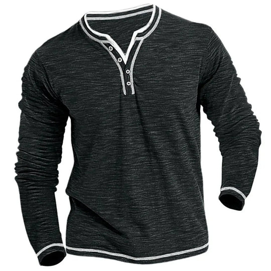 Sweatshirt Heren | V-Hals Met Knoopsluiting & Luchtig Draagcomfort