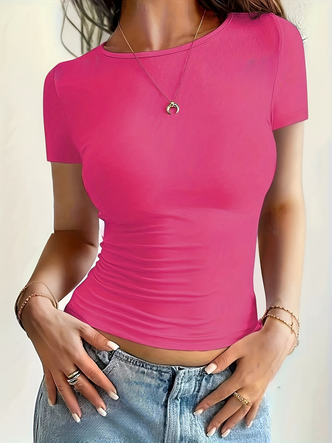 T-shirt Dames | Aansluitend Basic met Stretch