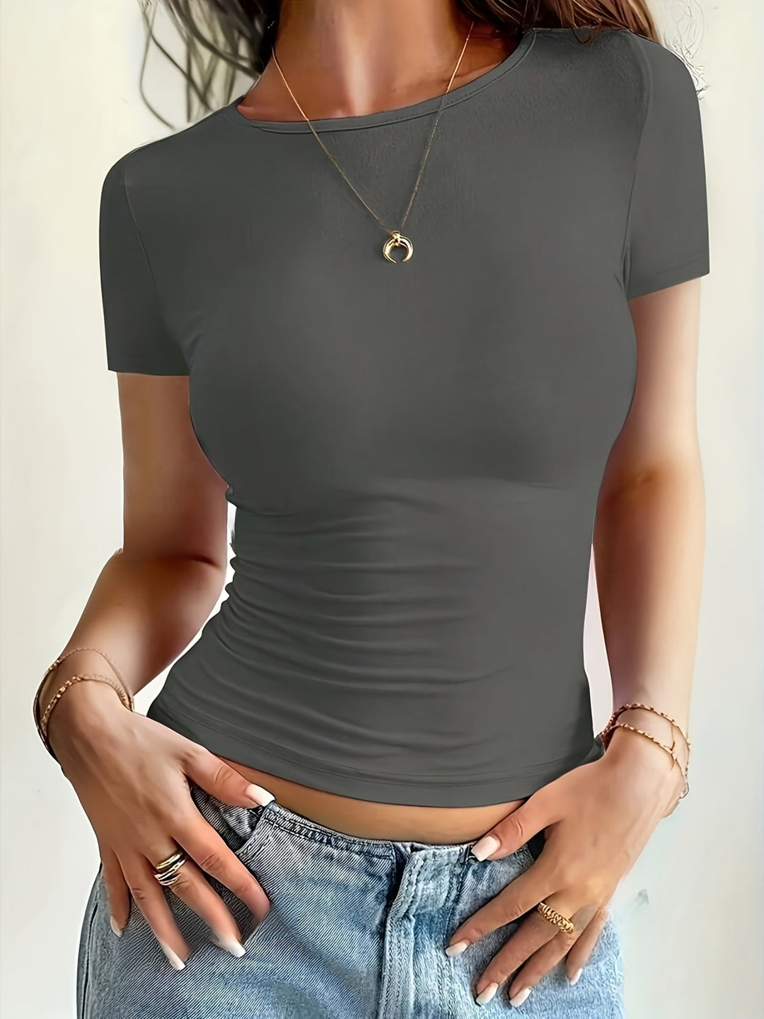 T-shirt Dames | Aansluitend Basic met Stretch