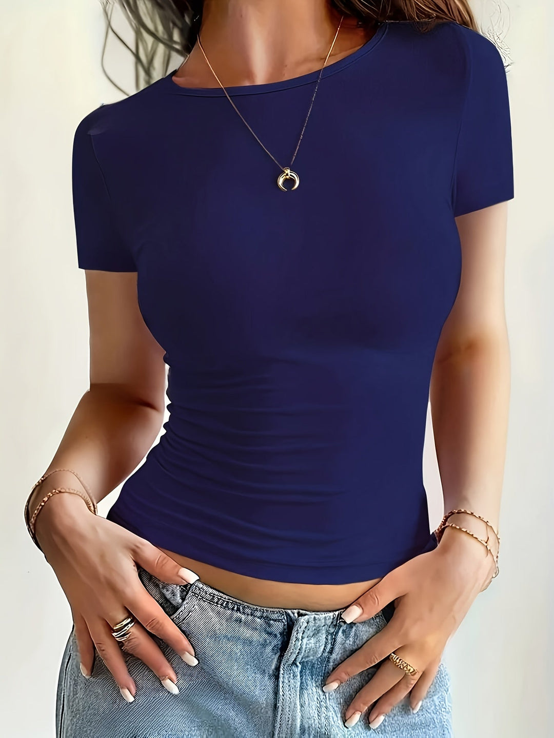 T-shirt Dames | Aansluitend Basic met Stretch
