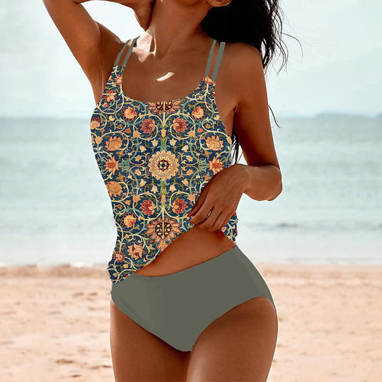 Tankini Dames | Hoge Taille & Levendig Boho Print