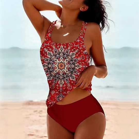 Tankini Dames | Hoge Taille & Levendig Boho Print