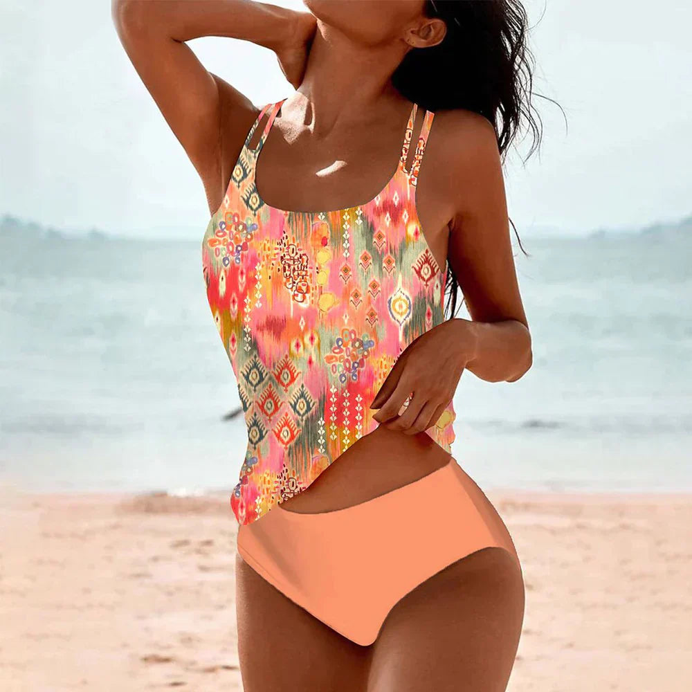 Tankini Dames | Hoge Taille & Levendig Boho Print