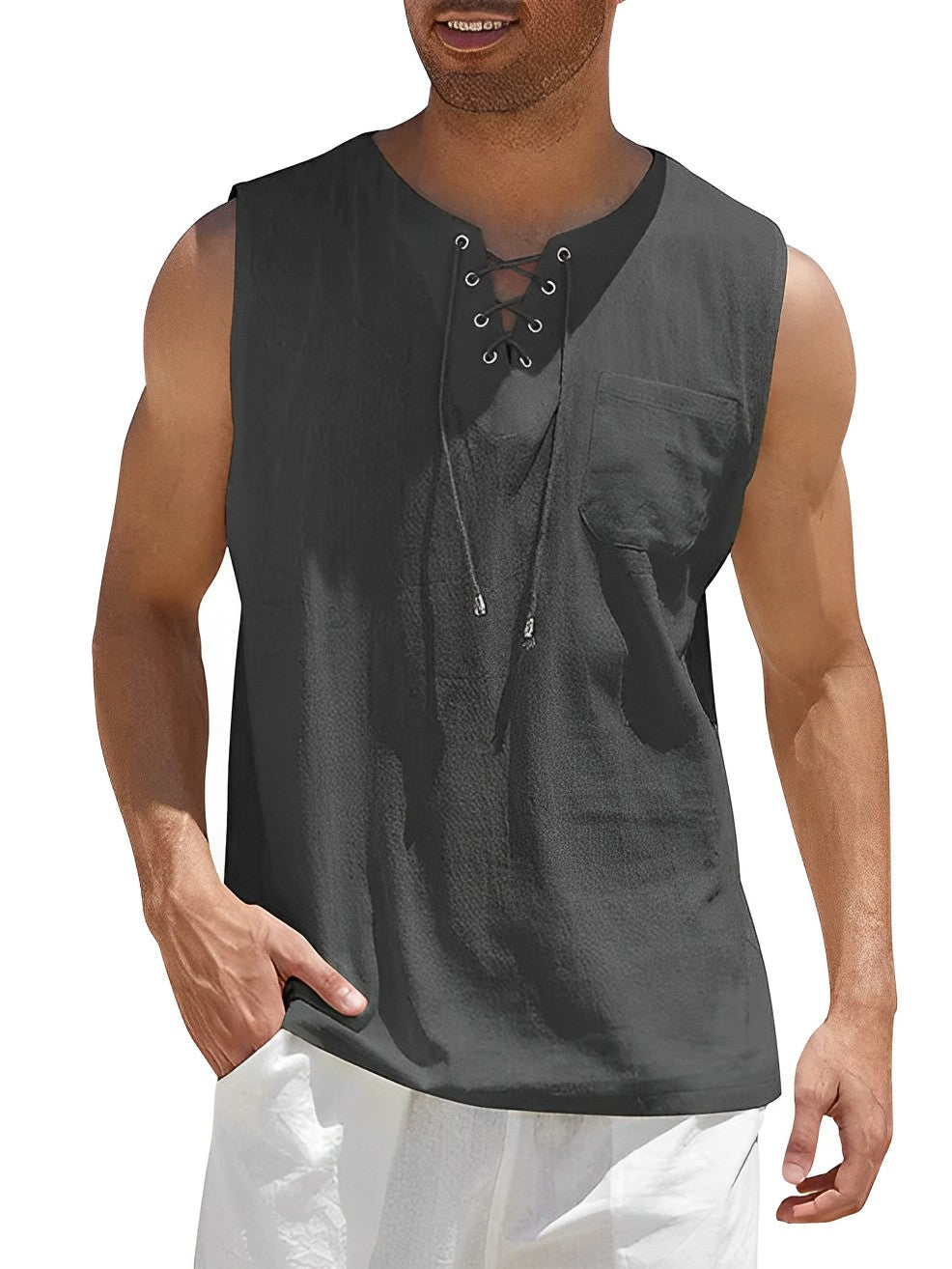 Tanktop | V-Hals Met Veter & Luchtig Draagcomfort
