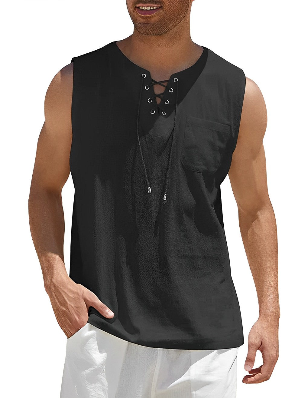 Tanktop | V-Hals Met Veter & Luchtig Draagcomfort