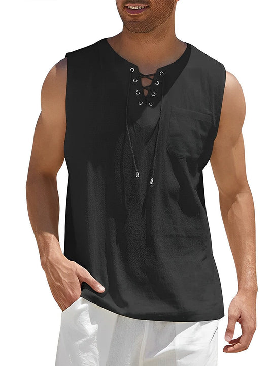Tanktop | V-Hals Met Veter & Luchtig Draagcomfort