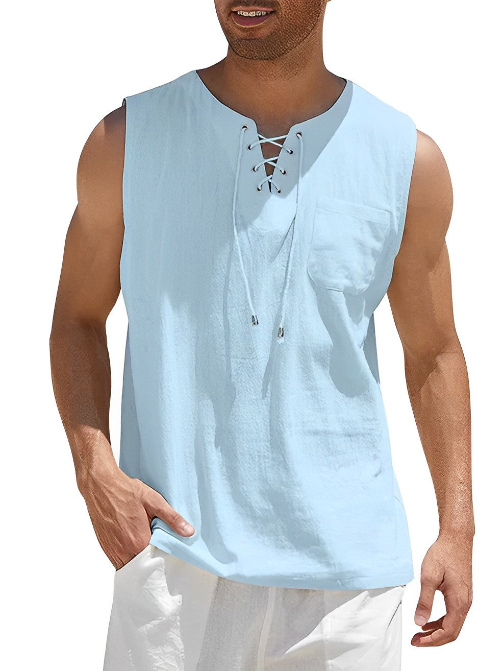 Tanktop | V-Hals Met Veter & Luchtig Draagcomfort