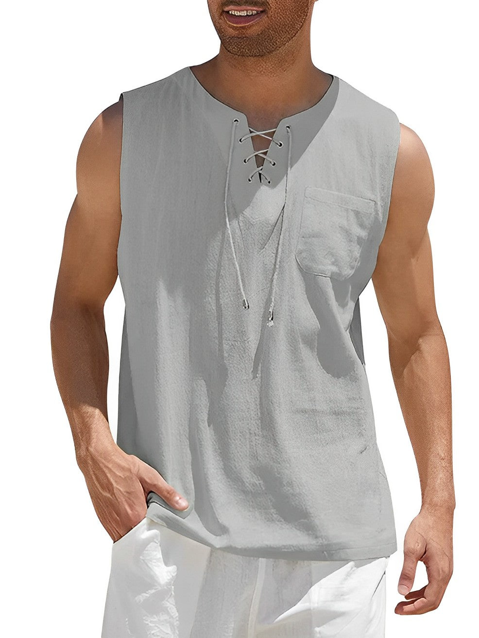 Tanktop | V-Hals Met Veter & Luchtig Draagcomfort