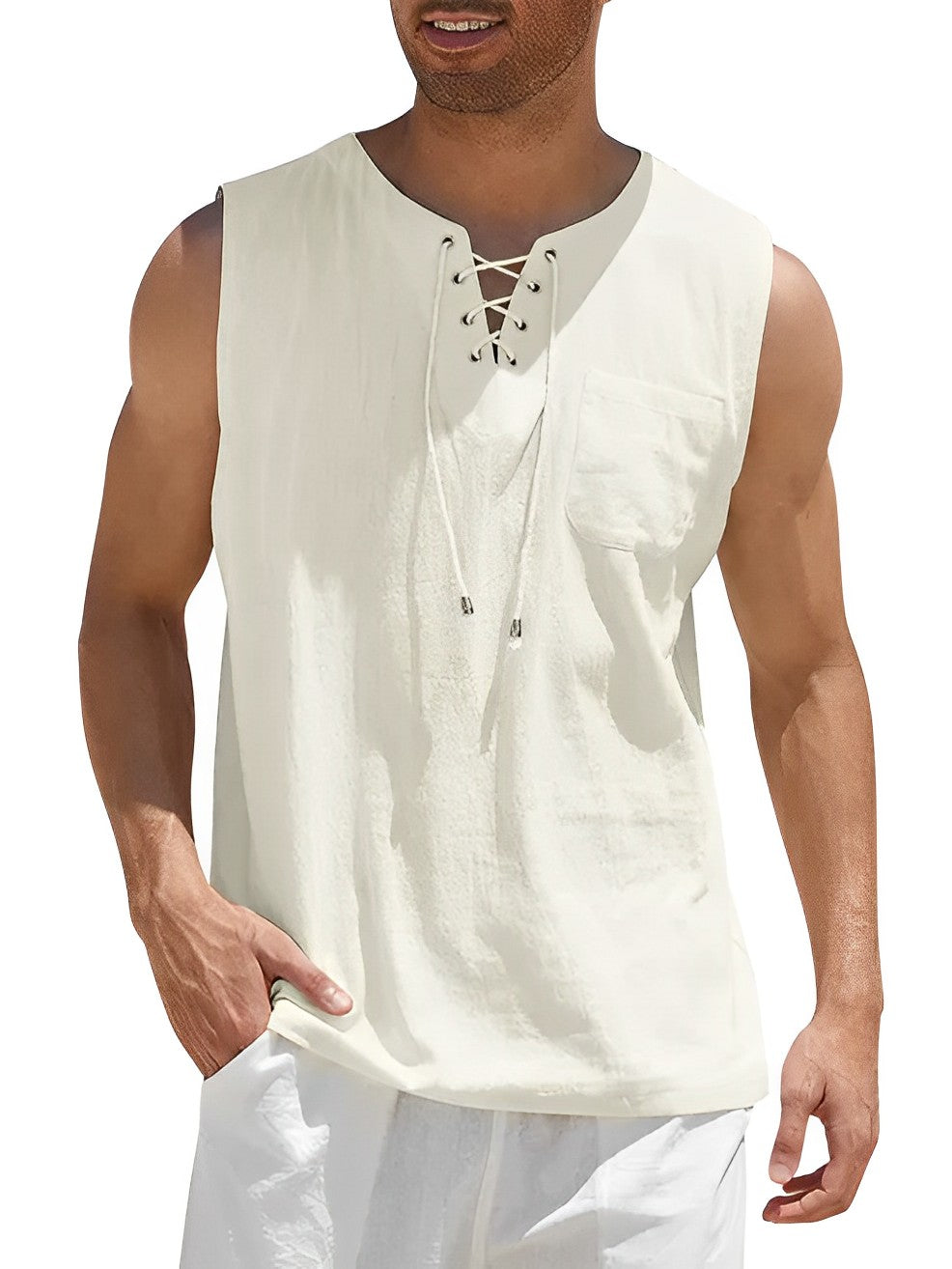 Tanktop | V-Hals Met Veter & Luchtig Draagcomfort