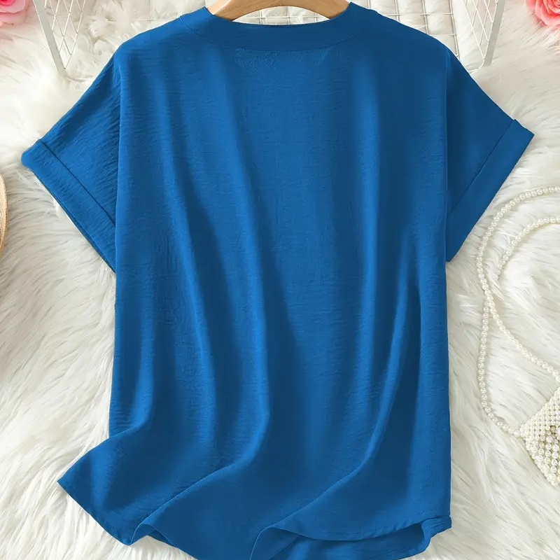 Top Blouse Dames Korte Mouw | Losvallend & Flatterende V-hals