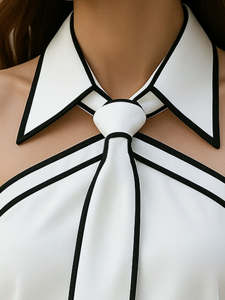 Top Dames | Haltermodel met Kraag & Strikdetail