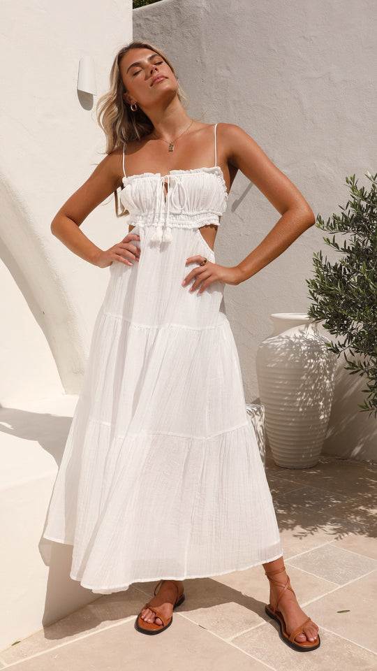 Trägerloses Midi-Sommerkleid Damen mit Offenem Rücken - Amalia 11