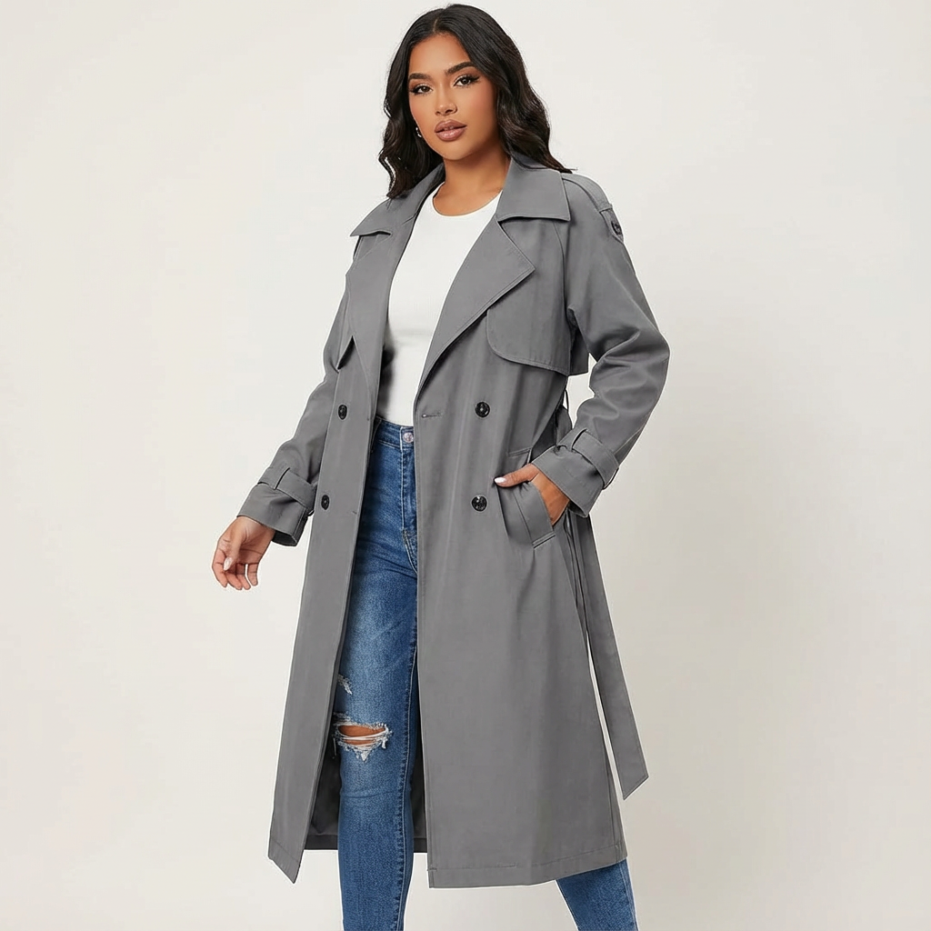 Trenchcoat Damen | Lange Passform & Verstellbarer Taillengürtel 3