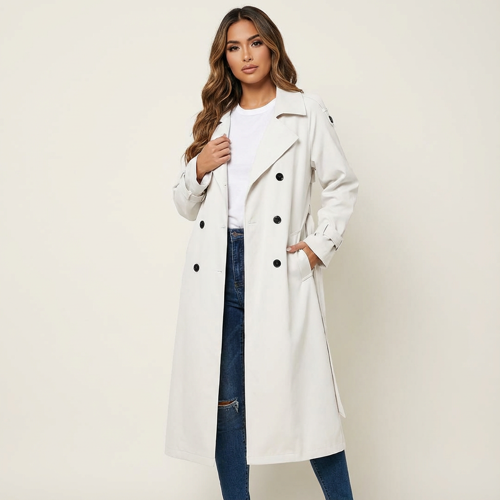 Trenchcoat Damen | Lange Passform & Verstellbarer Taillengürtel 6
