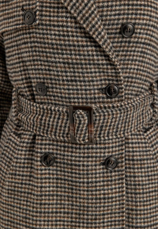 Wool Blend Trench Coat Patterned