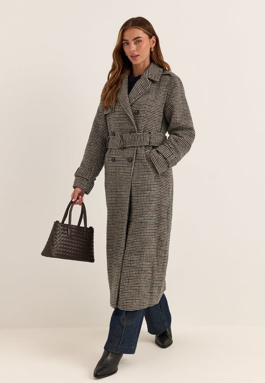 Wool Blend Trench Coat Patterned