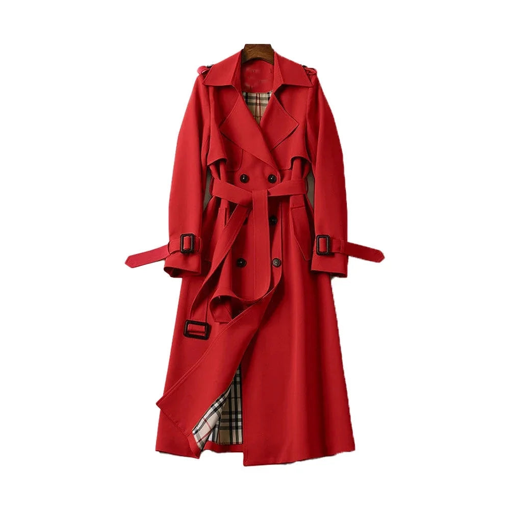 Dames trenchcoat in beige met double-breasted ontwerp en tailleceintuur