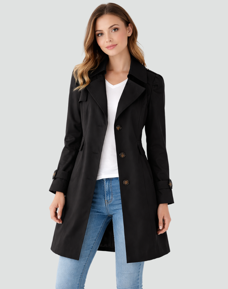 Trenchcoat Dames Slim Fit Lichtgewicht Klassiek Kraag met Revers 0