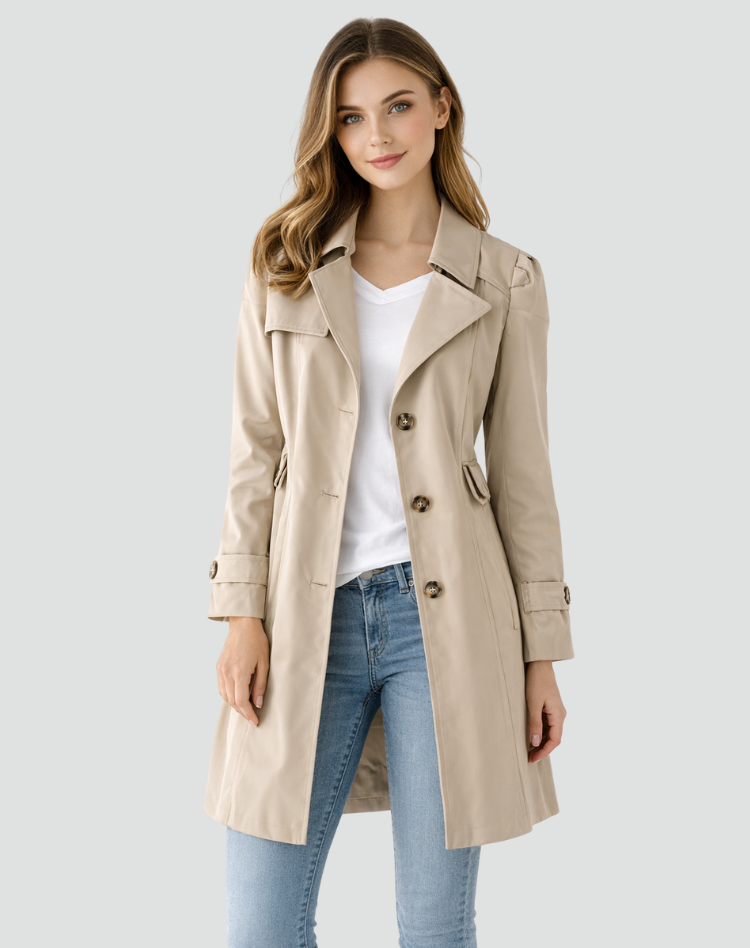 Trenchcoat Dames Slim Fit Lichtgewicht Klassiek Kraag met Revers 1