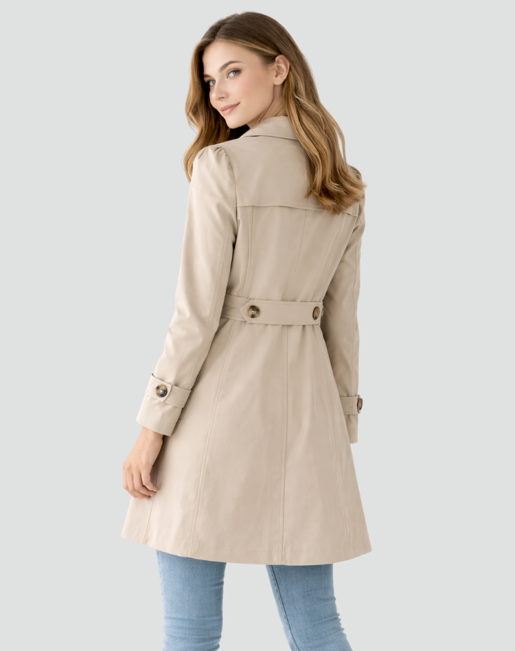Trenchcoat Dames Slim Fit Lichtgewicht Klassiek Kraag met Revers 2