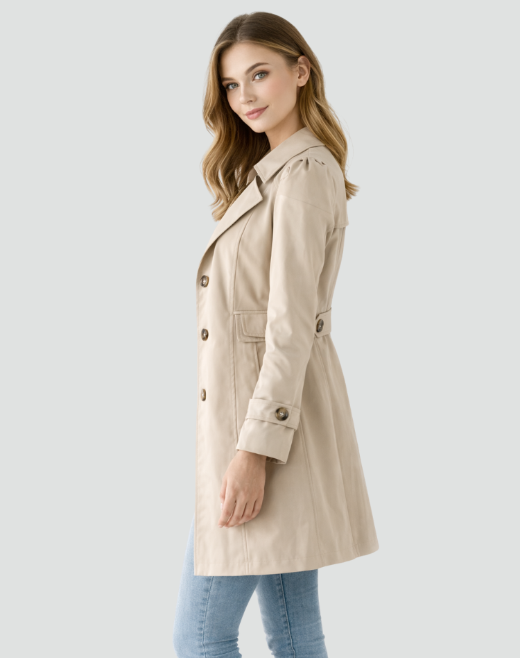 Trenchcoat Dames Slim Fit Lichtgewicht Klassiek Kraag met Revers 3