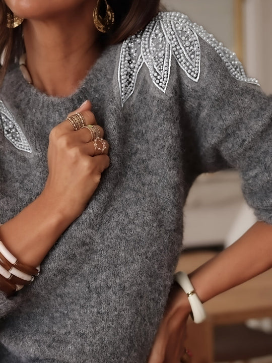 Trui Dames | Kralen Schouderdetail & Comfortabele Pasvorm