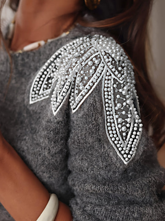 Trui Dames | Kralen Schouderdetail & Comfortabele Pasvorm